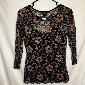 Womens gold and black Sheer shirt